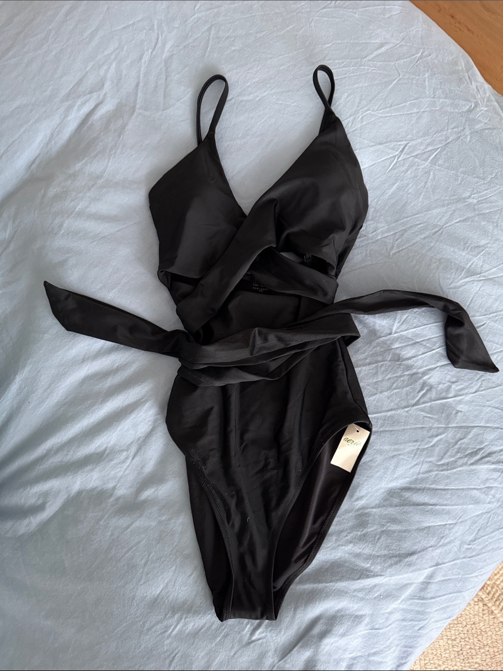 aerie Black Wrap One-Piece Swimsuit